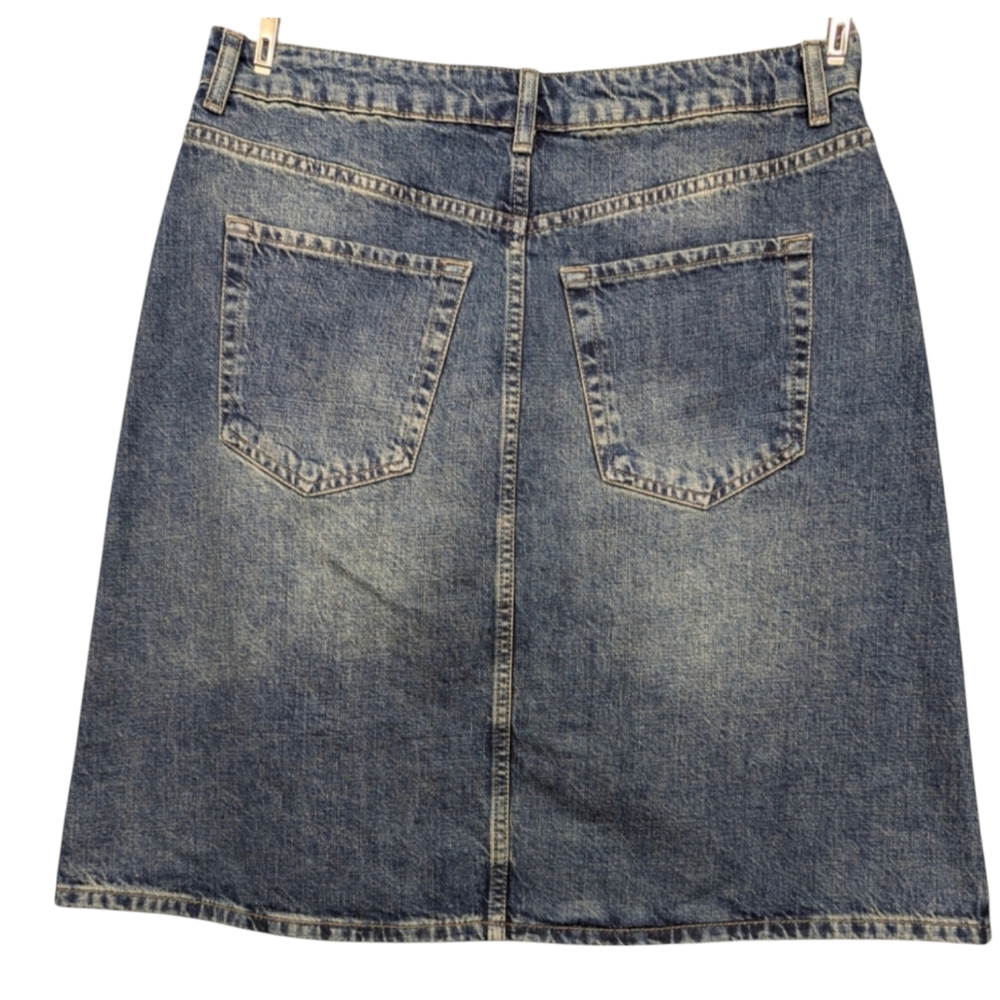 Topshop | Women's Denim Jean Mini Skirt | Split Slit Opening | Blue | Size 2 - Picture 3 of 10